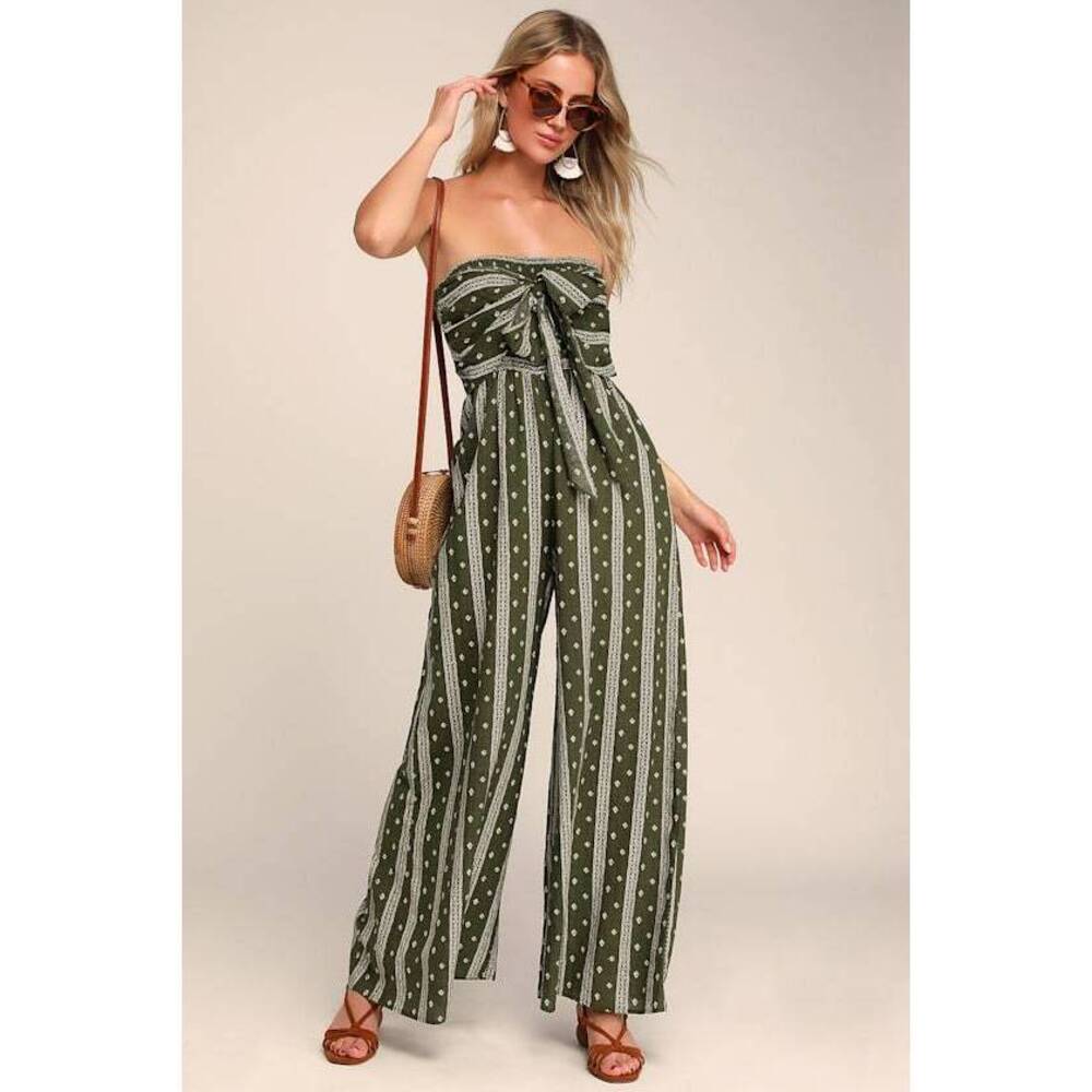 Lulus Olive Green Strapless Jumpsuit
